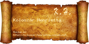 Koloszár Henrietta névjegykártya